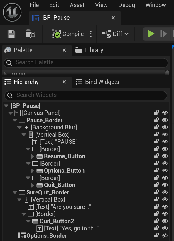 Pause UI Hierarchy